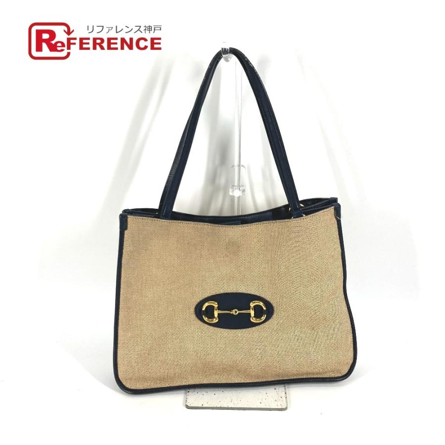 GUCCI グッチ 623694 1955 ホースビット ショルダーバッグ カバン 肩掛け 日本限定 トートバッグ ベージュ×ネイビー レディース【中古】 | GUCCI