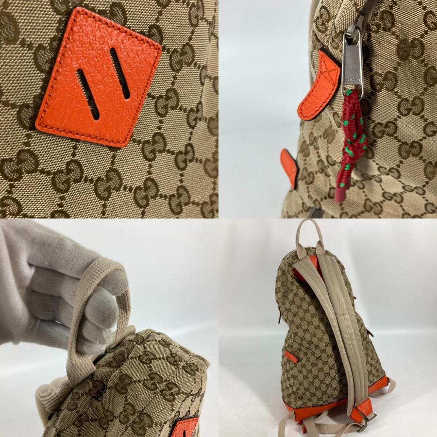 GUCCI グッチ 650288 THE NORTH FACE ノースフェイス ミディアム バックパック カバン GG リュックサック ベージュ×オレンジ【中古】｜reference｜09