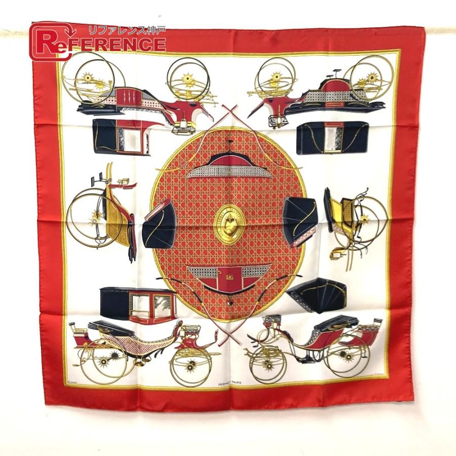 未使用 HERMES エルメス カレ90  Les Voitures Nouvelles 馬車の変遷 スカーフ レッド レディース【中古】 | HERMES
