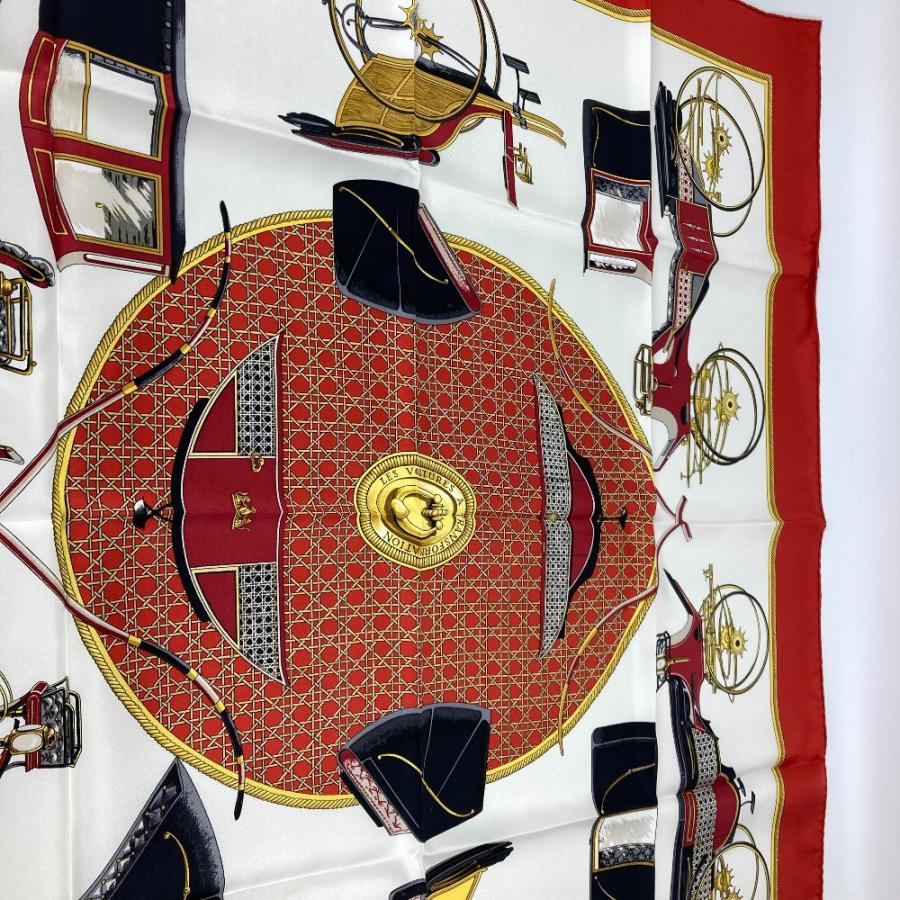 未使用 HERMES エルメス カレ90  Les Voitures Nouvelles 馬車の変遷 スカーフ レッド レディース【中古】 | HERMES | 01
