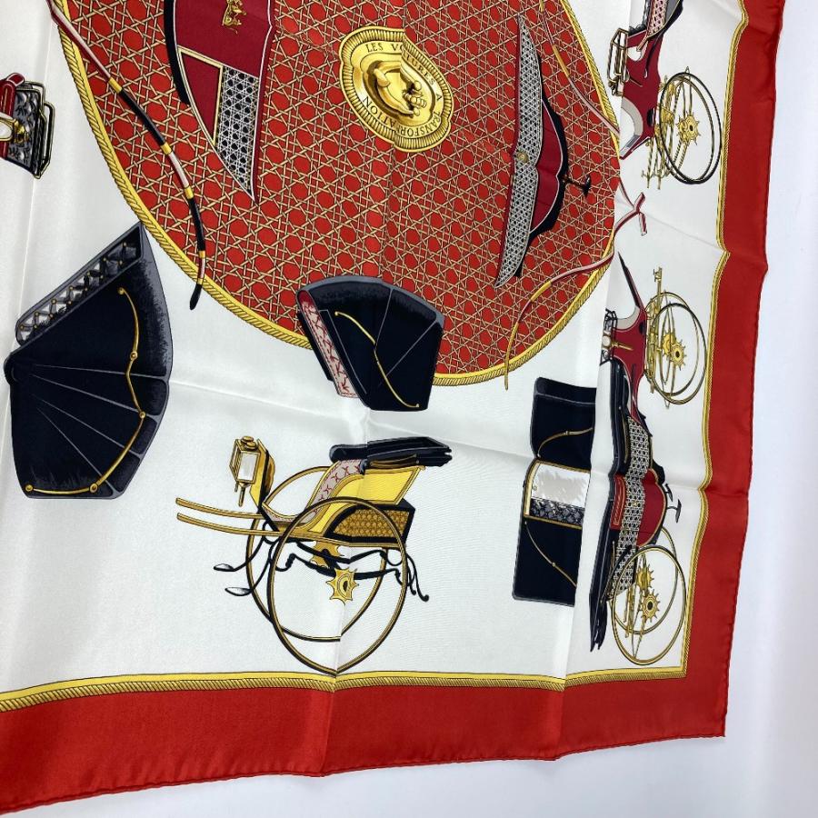 未使用 HERMES エルメス カレ90  Les Voitures Nouvelles 馬車の変遷 スカーフ レッド レディース【中古】 | HERMES | 02