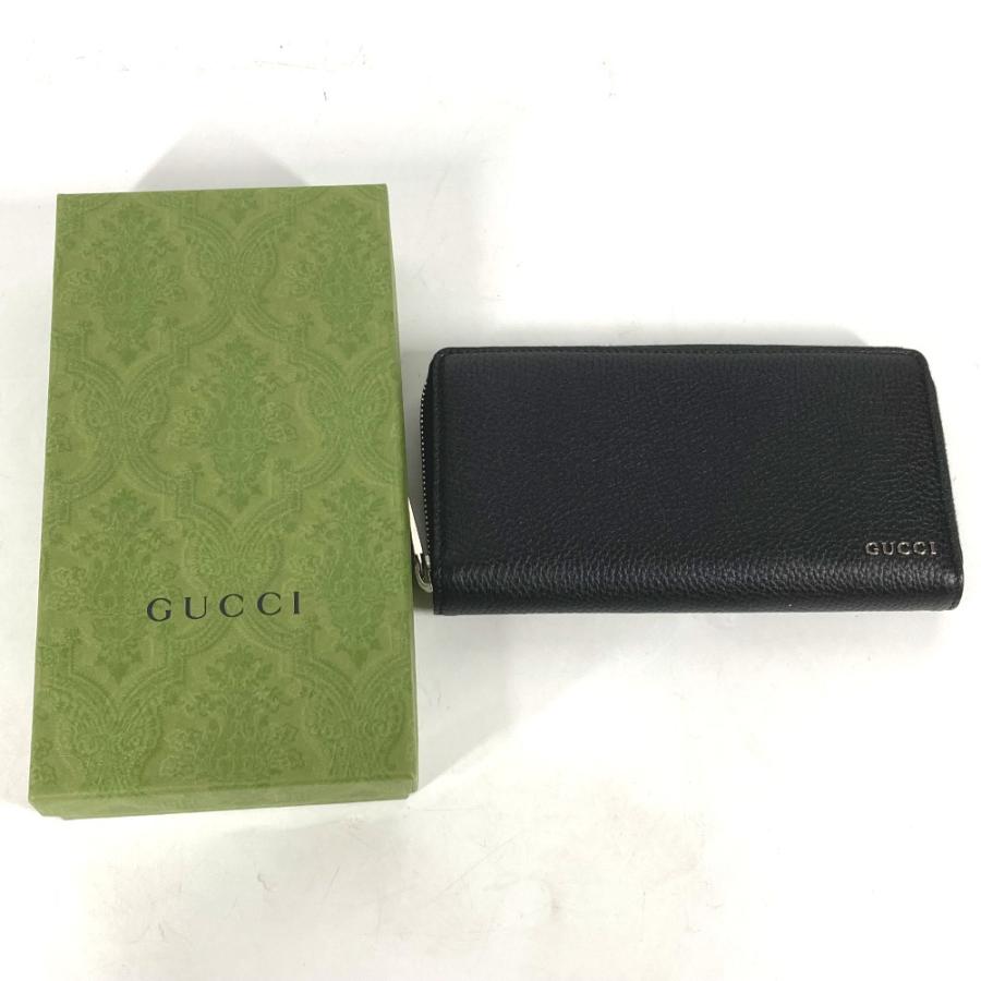 新品同様 GUCCI グッチ 771154 ロゴ ジップアラウンドウォレット ラウンドファスナー ロングウォレット 長財布 ブラック メンズ【中古】 | GUCCI | 01