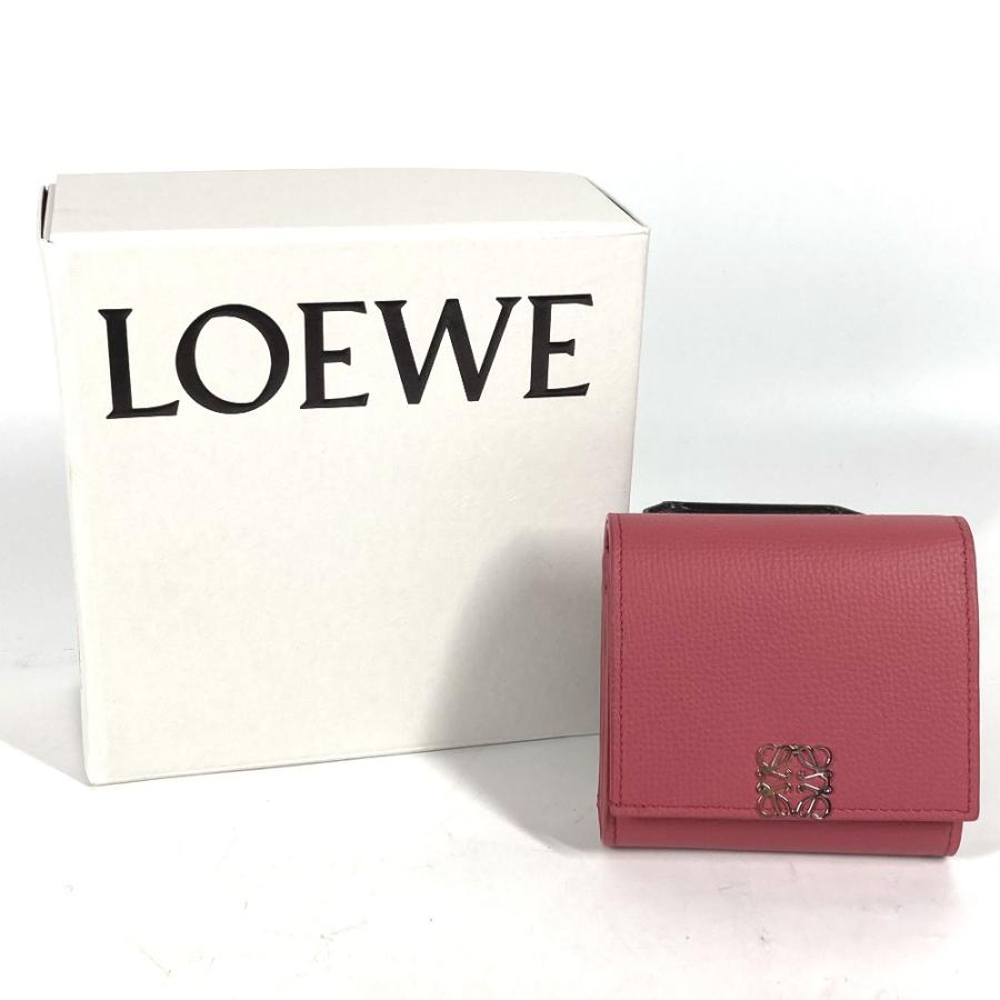 未使用 LOEWE ロエベ ロゴ アナグラム コンパクトウォレット 2つ折り財布 ピンク系 レディース【中古】 | LOEWE | 01