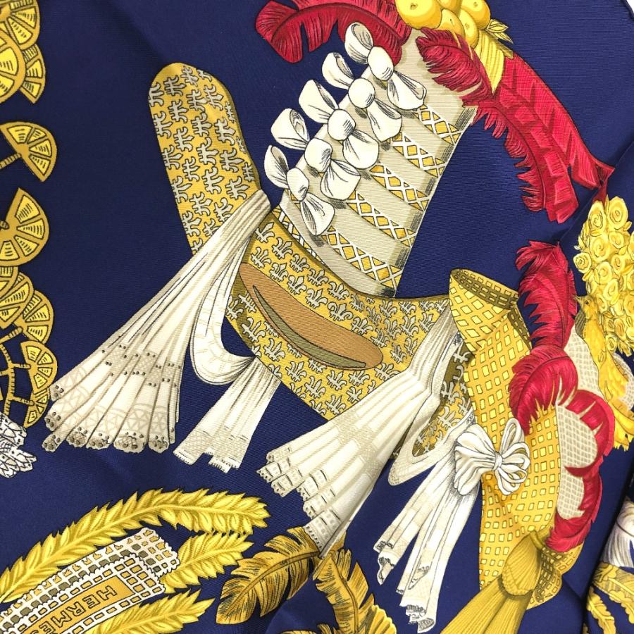 HERMES 美品 エルメス カレ 90 chapeau! 脱帽 スカーフ ブルー