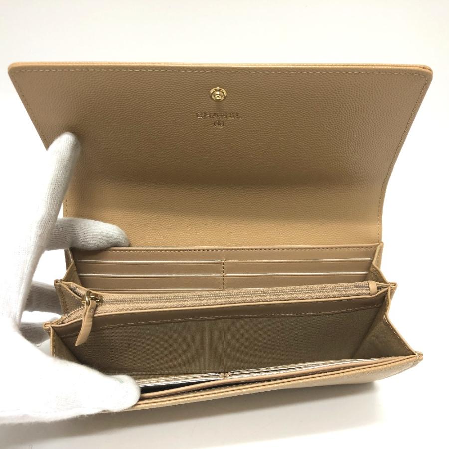 CHANEL シャネル スタッズ ロゴ 2つ折り ロングウォレット 長財布 ベージュ レディース【中古】 | CHANEL | 06