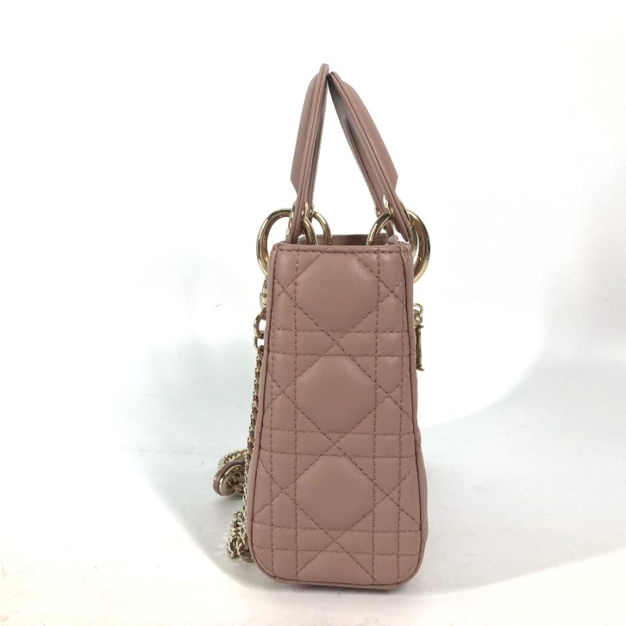 新品同様Dior ディオール Lady Dior バッグ ミニ カナージュ チェーン ショルダーバッグ 斜め掛け ハンドバッグ ピンクベージュ系 【中古】 |  | 03