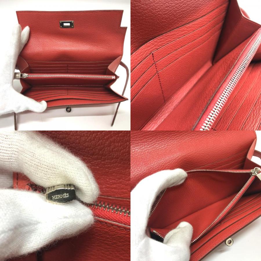 美品 HERMES エルメス ケリーウォレット フラッグ ロングウォレット 長財布 ピンク レディース【中古】の画像