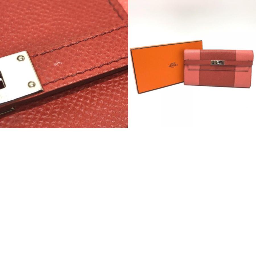 美品 HERMES エルメス ケリーウォレット フラッグ ロングウォレット 長財布 ピンク レディース【中古】の画像