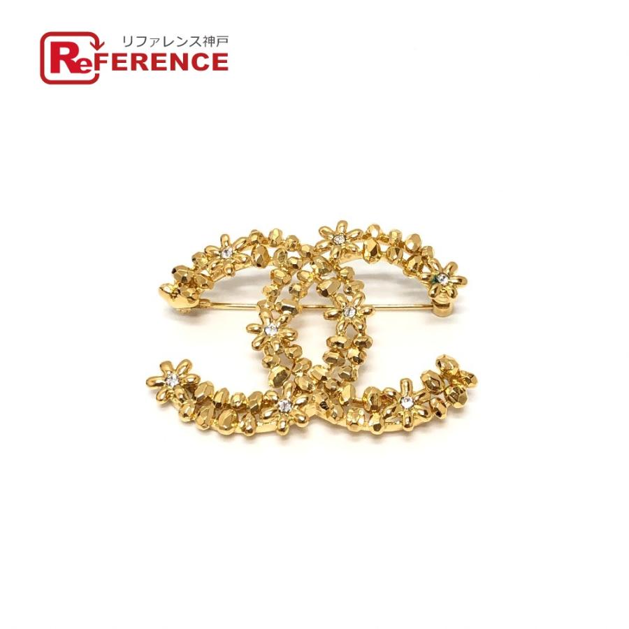 未使用 CHANEL シャネル CC ココマーク フラワー ラインストーン アクセサリー 23A ブローチ ゴールド レディース【中古】 | CHANEL