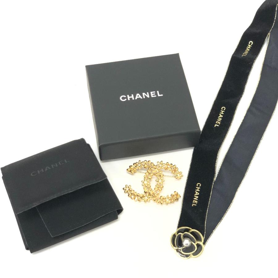 未使用 CHANEL シャネル CC ココマーク フラワー ラインストーン アクセサリー 23A ブローチ ゴールド レディース【中古】 | CHANEL | 08