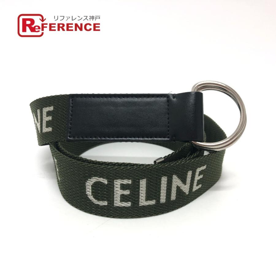 未使用 CELINE セリーヌ ロゴ ベルト カーキ×ホワイト レディース【中古】 | CELINE