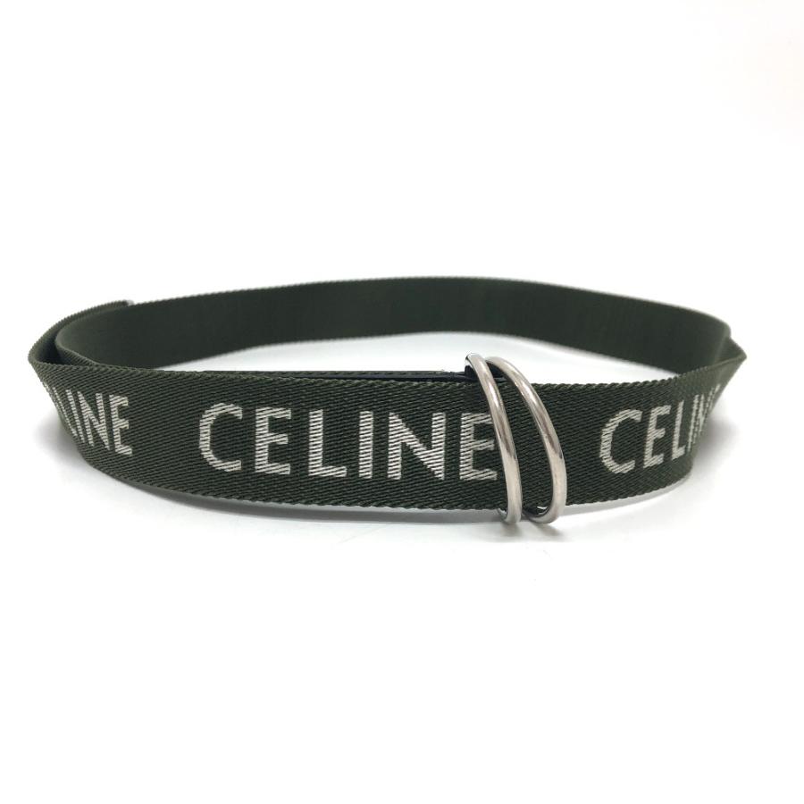 未使用 CELINE セリーヌ ロゴ ベルト カーキ×ホワイト レディース【中古】 | CELINE | 01
