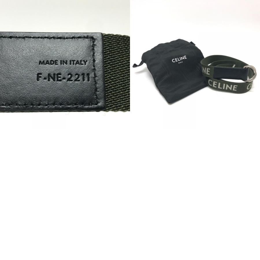 未使用 CELINE セリーヌ ロゴ ベルト カーキ×ホワイト レディース【中古】 | CELINE | 09