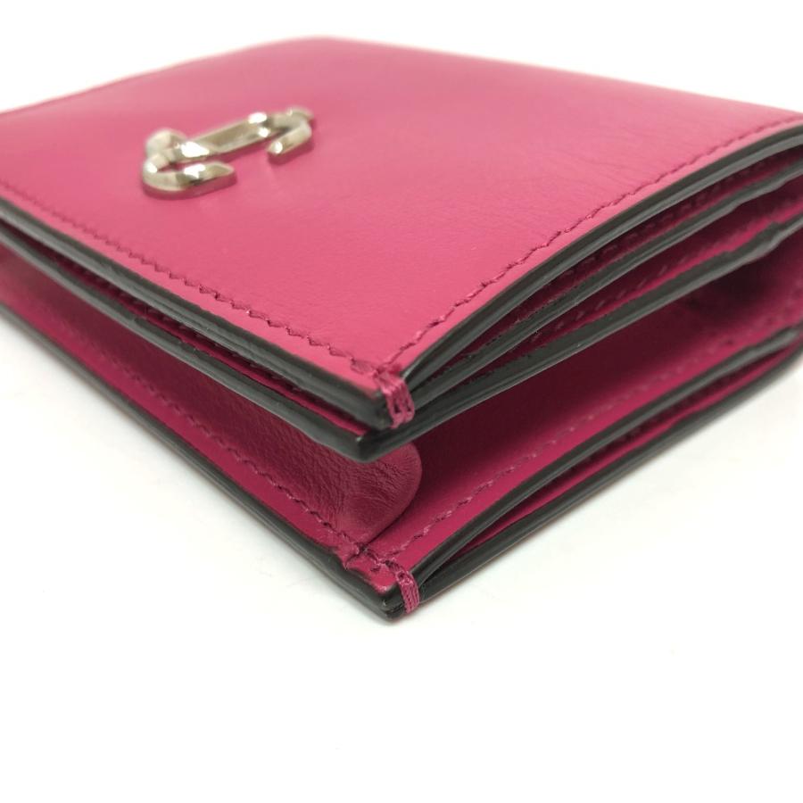 新品同様 JIMMY CHOO ジミーチュウ 112274 HANNE ハンネ JCロゴ 2つ折り財布 ウォレット 2つ折り財布 ピンク レディース【中古】 |  | 04