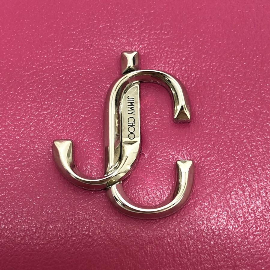 新品同様 JIMMY CHOO ジミーチュウ 112274 HANNE ハンネ JCロゴ 2つ折り財布 ウォレット 2つ折り財布 ピンク レディース【中古】 |  | 05