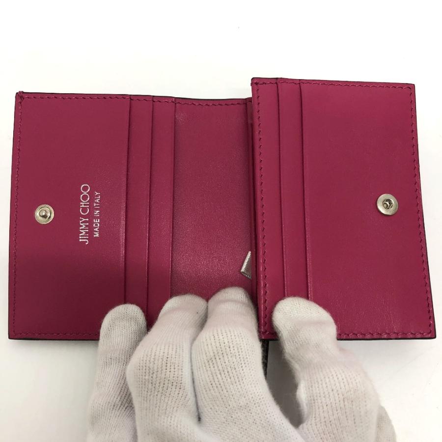 新品同様 JIMMY CHOO ジミーチュウ 112274 HANNE ハンネ JCロゴ 2つ折り財布 ウォレット 2つ折り財布 ピンク レディース【中古】 |  | 06