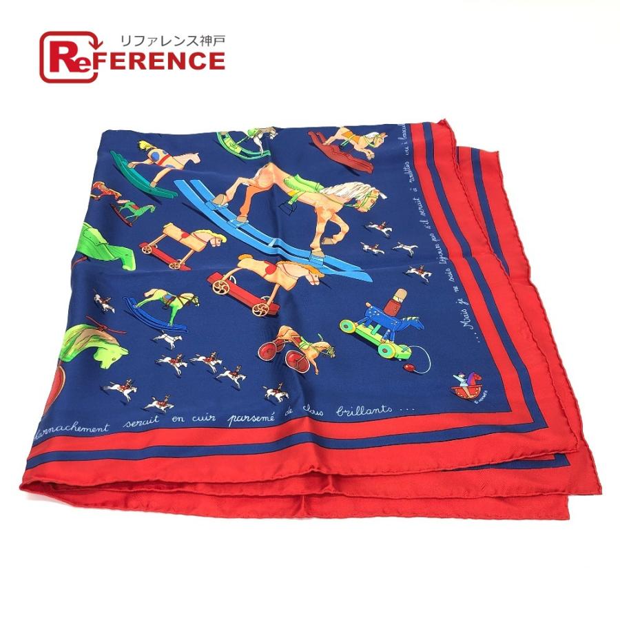 HERMES エルメス カレ90 Raconte moi le cheval お馬の話をして スカーフ ブルー レディース【中古】 | HERMES