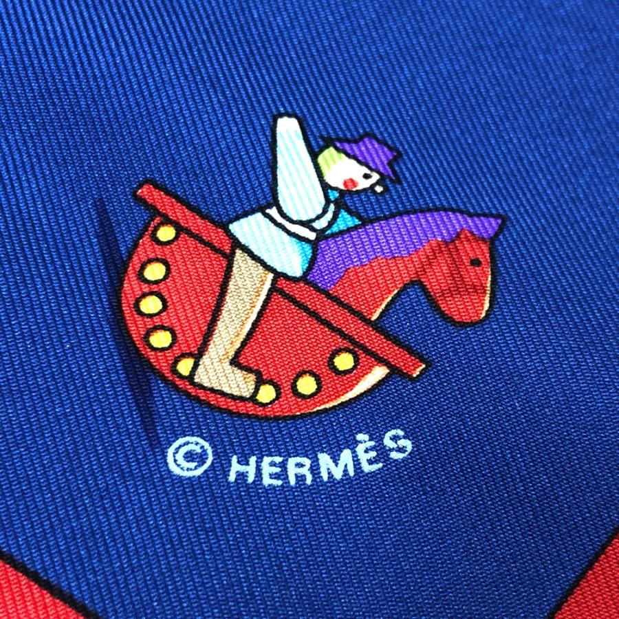HERMES エルメス カレ90 Raconte moi le cheval お馬の話をして スカーフ ブルー レディース【中古】 | HERMES | 06