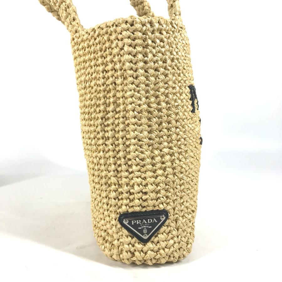 美品 PRADA プラダ 1BG422 クロシェ 三角ロゴ トライアングル スモール レタリングロゴ  トートバッグ カゴバッグ ハンドバッグ【中古】 | PRADA | 02