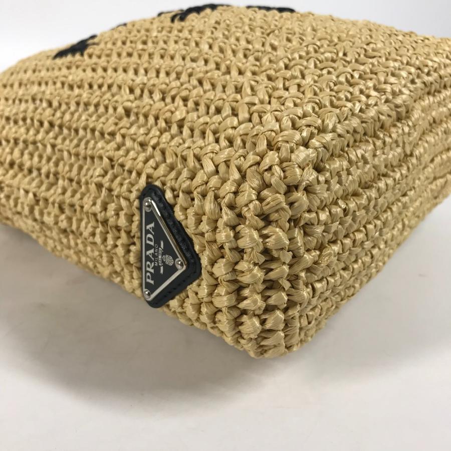 美品 PRADA プラダ 1BG422 クロシェ 三角ロゴ トライアングル スモール レタリングロゴ  トートバッグ カゴバッグ ハンドバッグ【中古】 | PRADA | 05