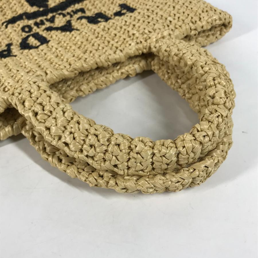 美品 PRADA プラダ 1BG422 クロシェ 三角ロゴ トライアングル スモール レタリングロゴ  トートバッグ カゴバッグ ハンドバッグ【中古】 | PRADA | 08