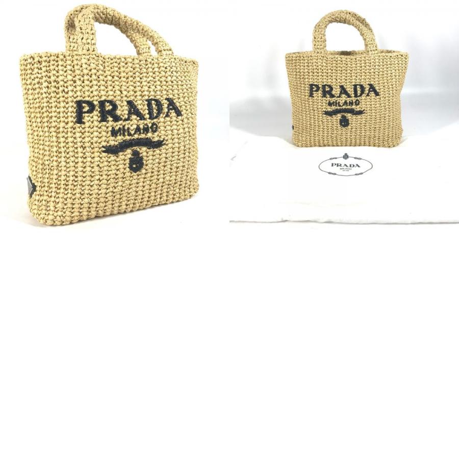 美品 PRADA プラダ 1BG422 クロシェ 三角ロゴ トライアングル スモール レタリングロゴ  トートバッグ カゴバッグ ハンドバッグ【中古】 | PRADA | 09