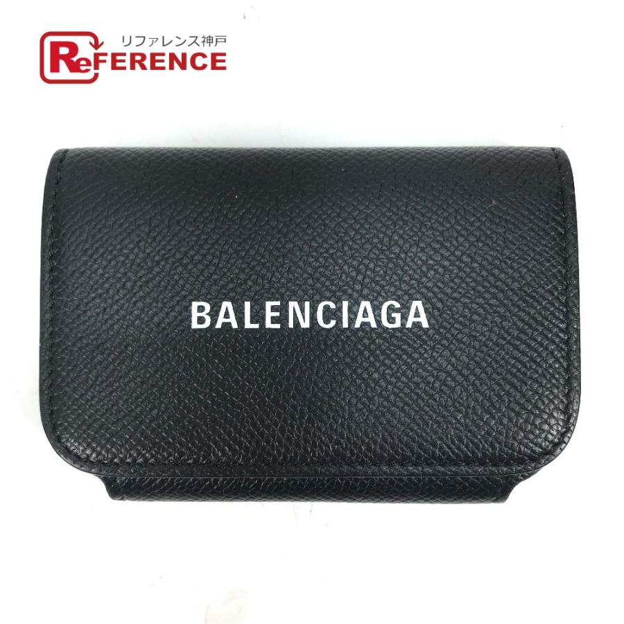 美品 BALENCIAGA バレンシアガ 594225 ロゴ 名刺入れ パスケース ウォレット カードケース ブラック レディース【中古】 | BALENCIAGA