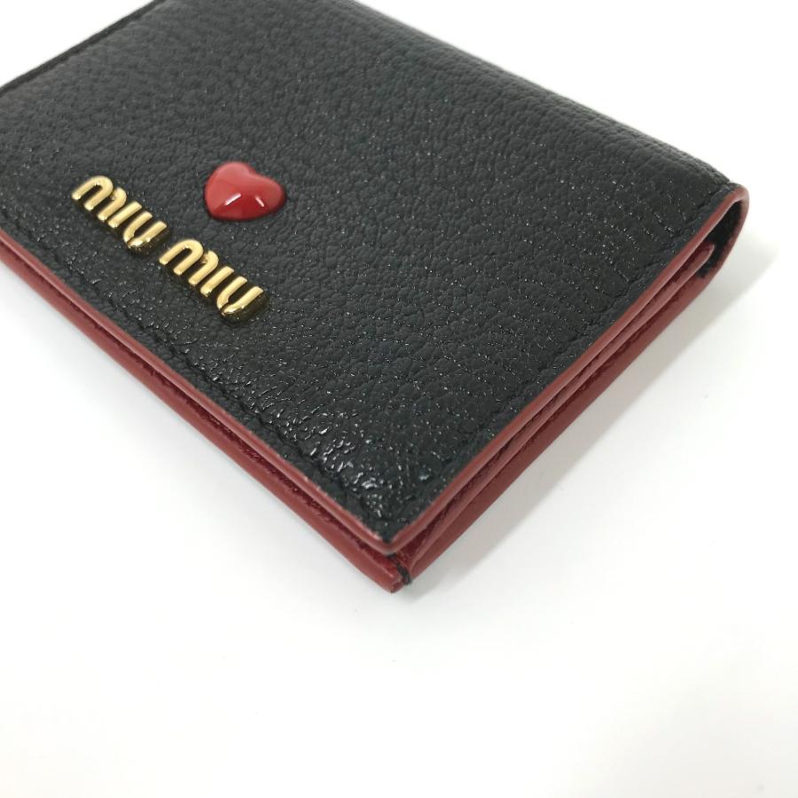 美品 MIUMIU ミュウミュウ ロゴ ハート 2つ折り カードケース 小物入れ ブラック×レッド レディース【中古】 | miu miu | 05