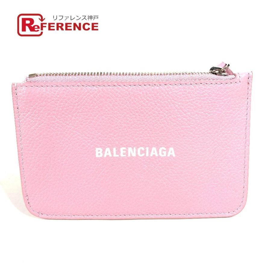 美品 BALENCIAGA バレンシアガ 637130 ロゴ カードケース  名刺入れ パスケース コインケース ピンク レディース【中古】 | BALENCIAGA