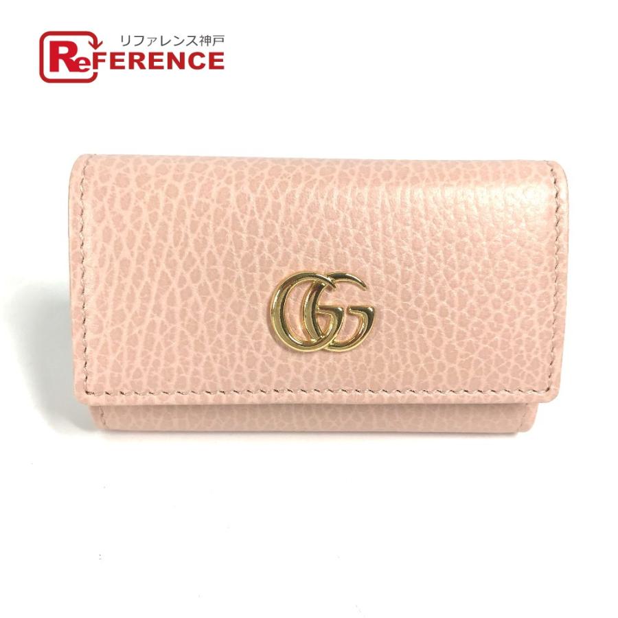 美品 GUCCI グッチ 456118  ダブルG 6連 GGマーモット キーケース ピンク レディース【中古】 | GUCCI