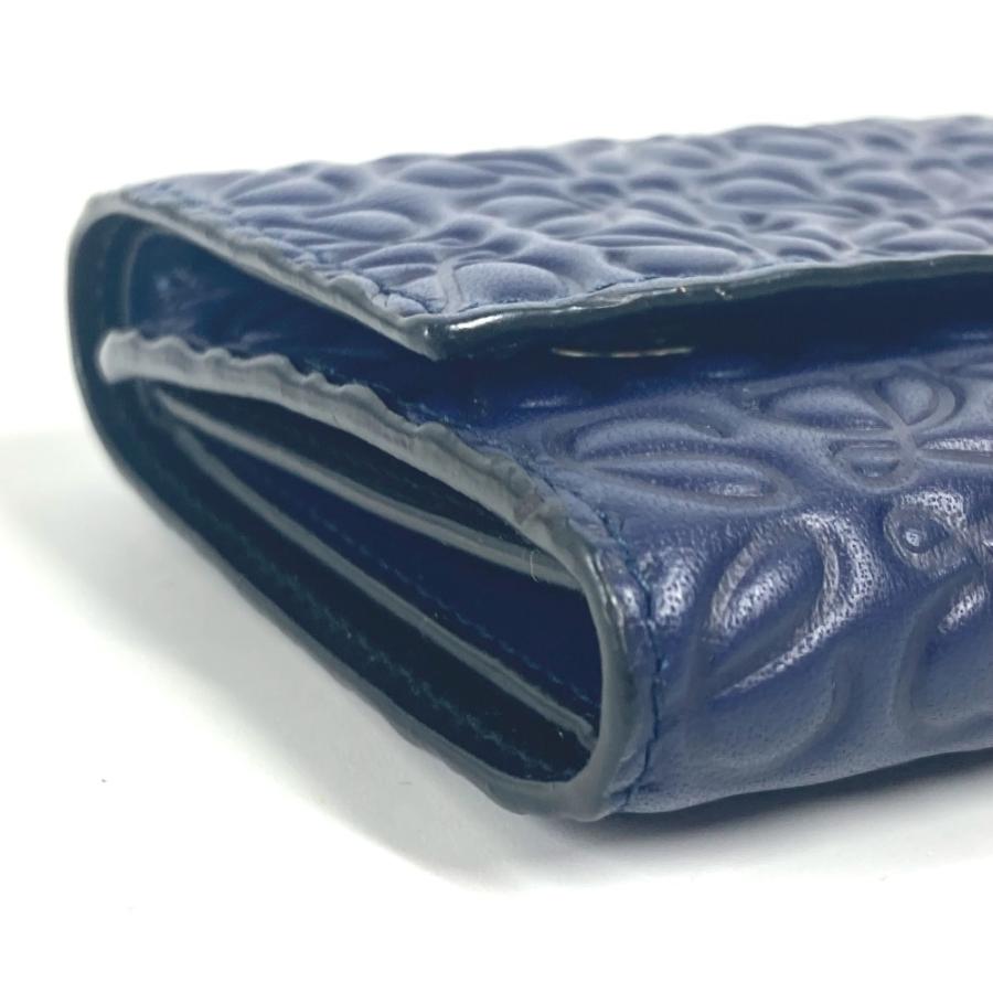 美品 LOEWE ロエベ リピート バーティカル ウォレット スモール コンパクトウォレット アナグラム 3つ折り財布 ネイビーパープル系【中古】 | LOEWE | 05