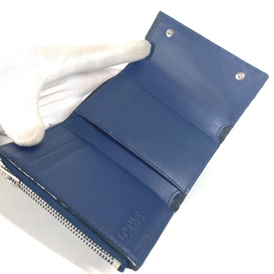 美品 LOEWE ロエベ リピート バーティカル ウォレット スモール コンパクトウォレット アナグラム 3つ折り財布 ネイビーパープル系【中古】 | LOEWE | 07