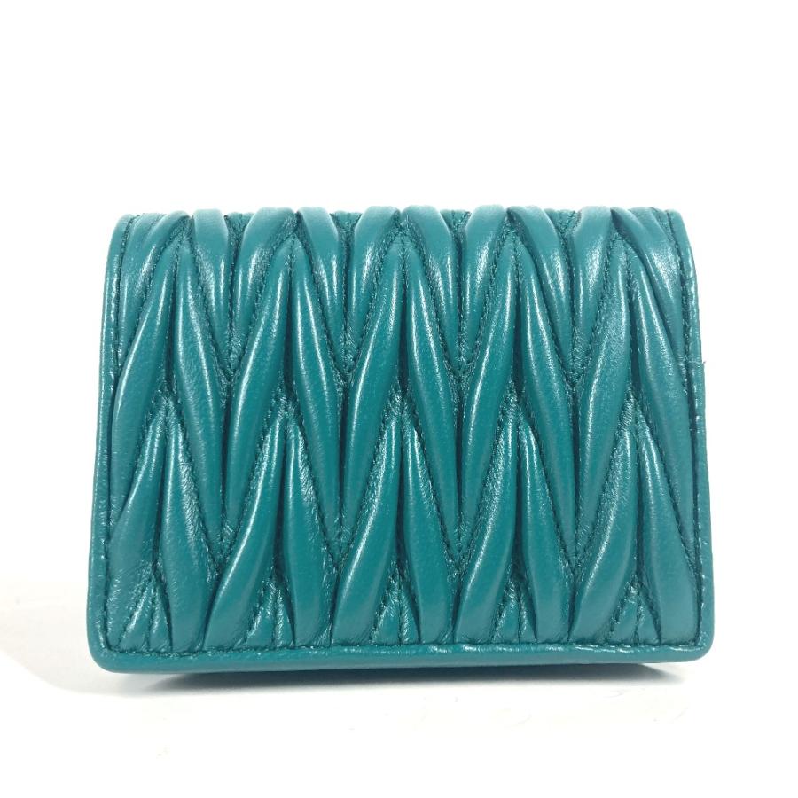 未使用 MIUMIU ミュウミュウ 5MV204 マテラッセ コンパクトウォレット ロゴ 2つ折り財布 ラグーナ グリーン レディース【中古】 | miu miu | 01