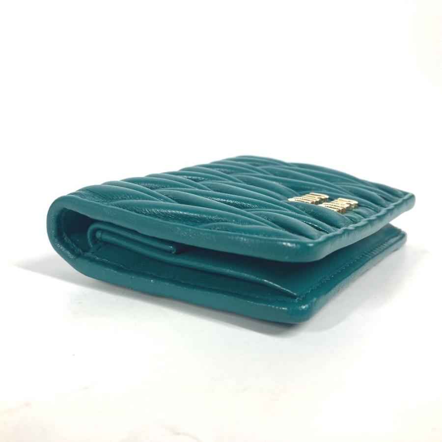未使用 MIUMIU ミュウミュウ 5MV204 マテラッセ コンパクトウォレット ロゴ 2つ折り財布 ラグーナ グリーン レディース【中古】 | miu miu | 03