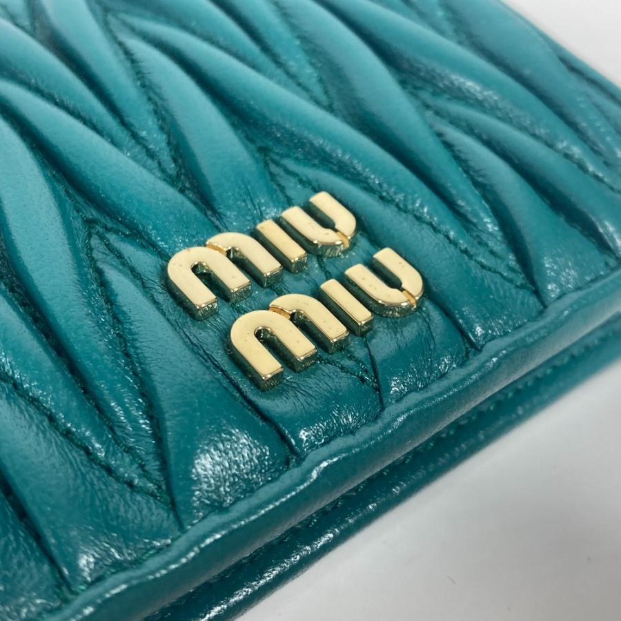 未使用 MIUMIU ミュウミュウ 5MV204 マテラッセ コンパクトウォレット ロゴ 2つ折り財布 ラグーナ グリーン レディース【中古】 | miu miu | 04
