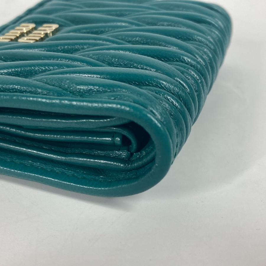 未使用 MIUMIU ミュウミュウ 5MV204 マテラッセ コンパクトウォレット ロゴ 2つ折り財布 ラグーナ グリーン レディース【中古】 | miu miu | 05