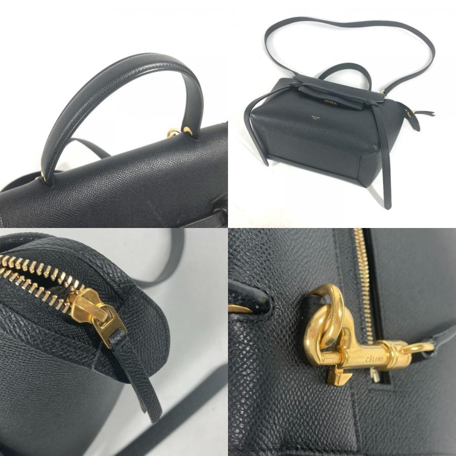 CELINE セリーヌ ベルトバッグ 2WAY ショルダーバッグ 肩掛け 斜め掛け マイクロ ハンドバッグ ブラック レディース【中古】 | CELINE | 08