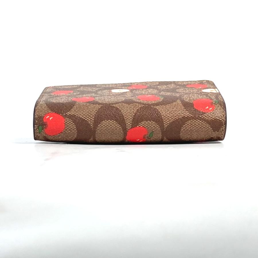 未使用 COACH コーチ C4117 アップル りんご コンパクトウォレット シグネチャー 2つ折り財布 ベージュ×レッド レディース【中古】 | COACH | 08