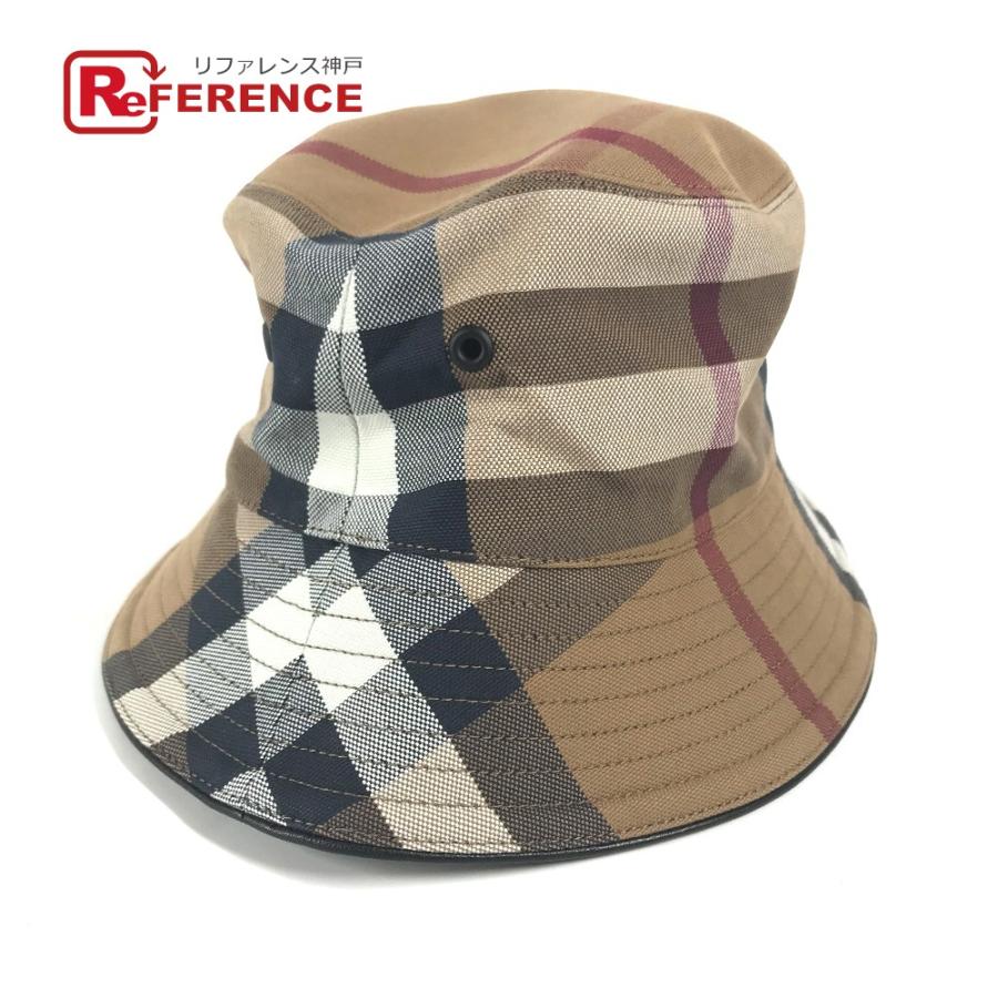 希少】バーバリーキャップキューブロゴTB刺繍レザーメッシュ