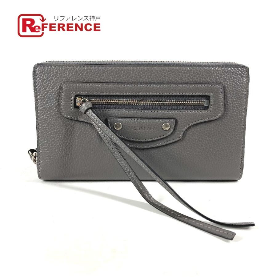 美品 BALENCIAGA バレンシアガ 640115  ネオクラシック ラウンドファスナー ロングウォレット 長財布 グレー レディース【中古】 | BALENCIAGA