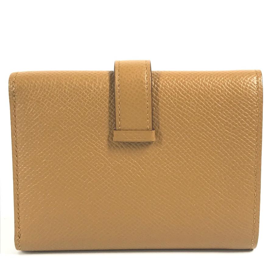 新品同様HERMES エルメス ベアンコンビネ  コンパクトウォレット Hロゴ バイカラー 3つ折り財布 セサミ ブルーブリュム  ブラウン【中古】 | HERMES | 01