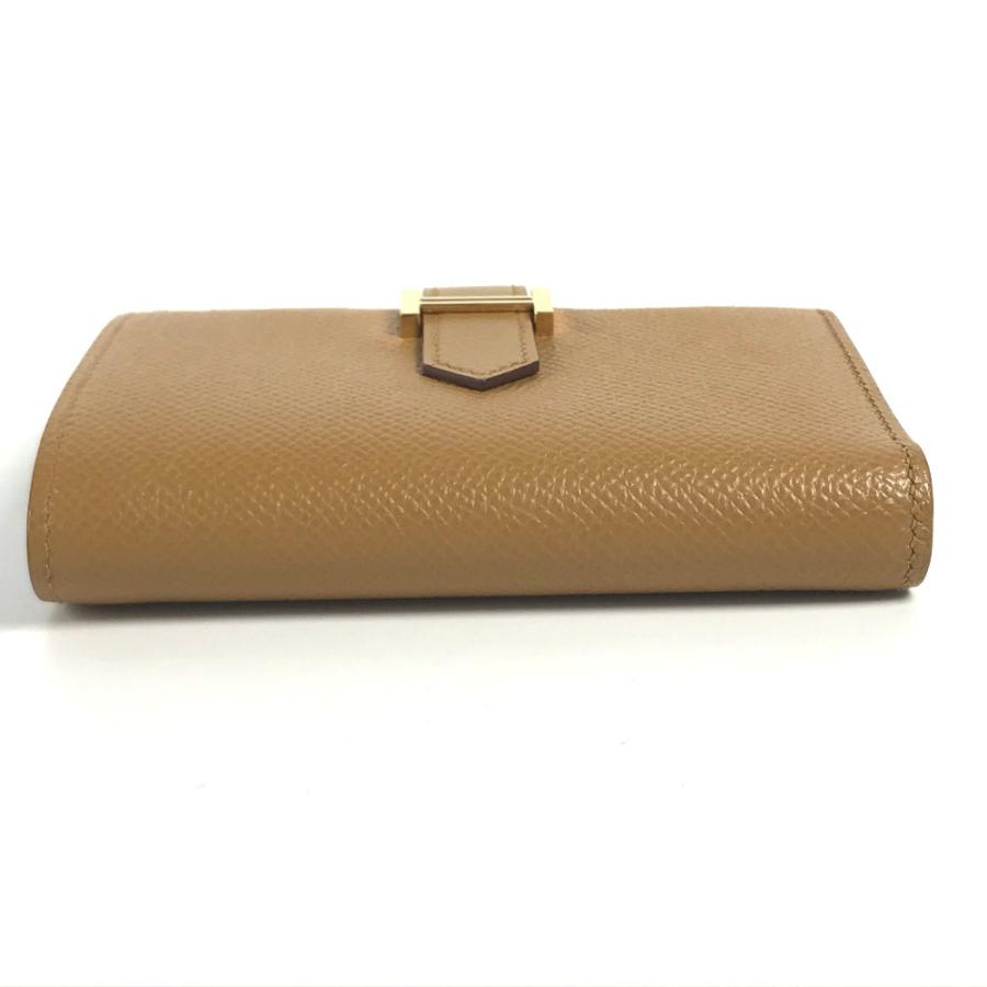 新品同様HERMES エルメス ベアンコンビネ  コンパクトウォレット Hロゴ バイカラー 3つ折り財布 セサミ ブルーブリュム  ブラウン【中古】 | HERMES | 04