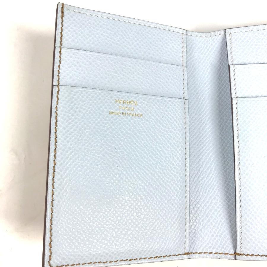 新品同様HERMES エルメス ベアンコンビネ  コンパクトウォレット Hロゴ バイカラー 3つ折り財布 セサミ ブルーブリュム  ブラウン【中古】 | HERMES | 07