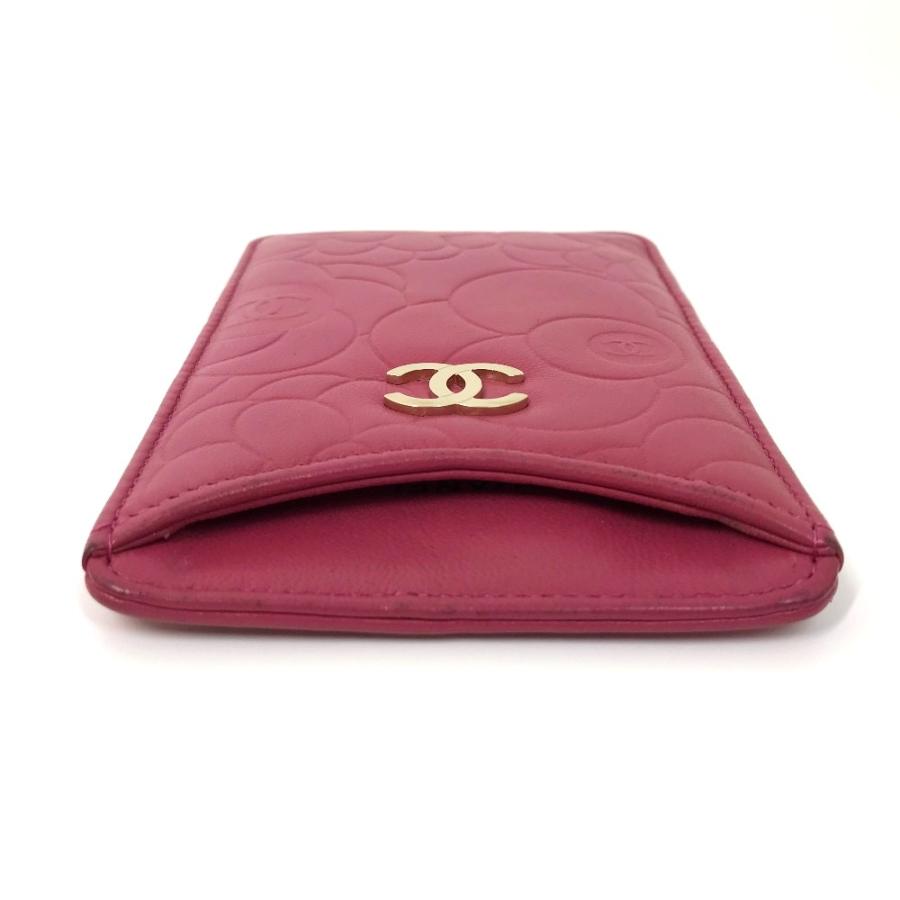 CHANEL シャネル カメリア スマホケース パスケース 名刺入れ 縦型 CC ココマーク カードケース ピンク レディース.【中古】 | CHANEL | 04