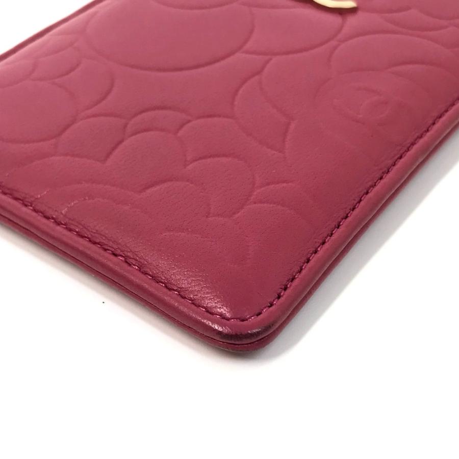 CHANEL シャネル カメリア スマホケース パスケース 名刺入れ 縦型 CC ココマーク カードケース ピンク レディース.【中古】 | CHANEL | 06