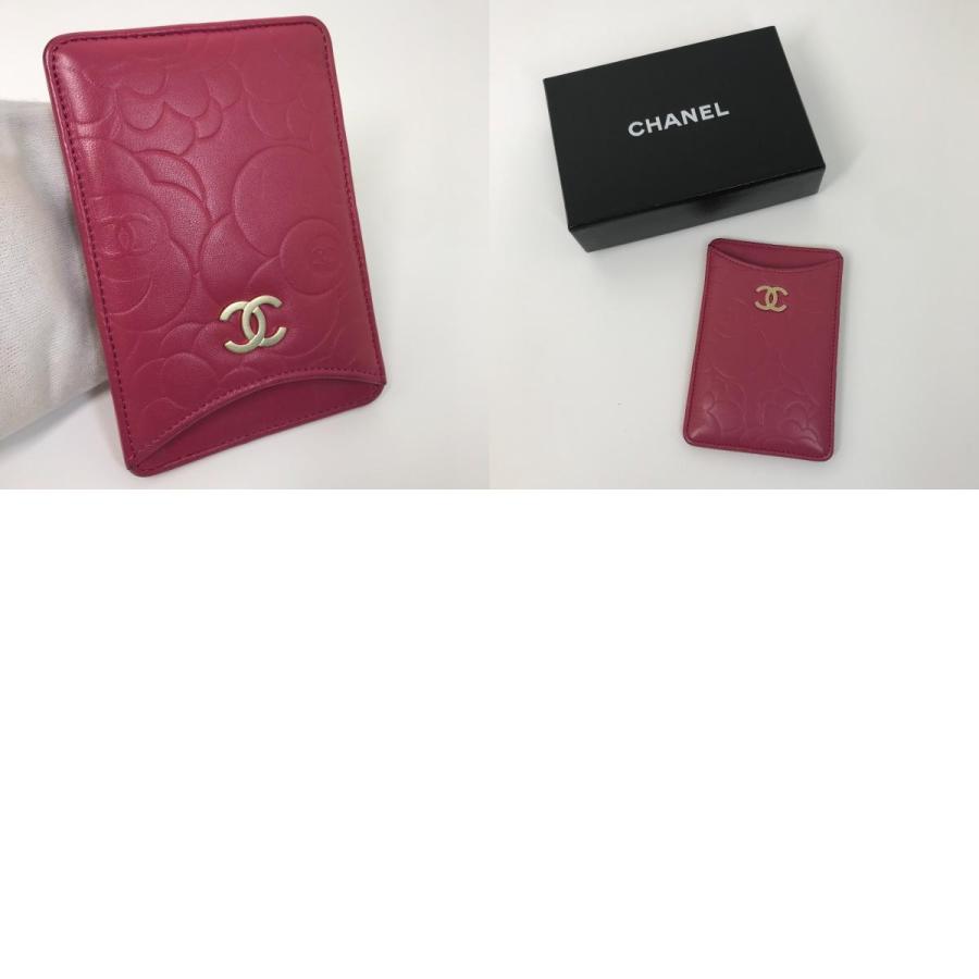 CHANEL シャネル カメリア スマホケース パスケース 名刺入れ 縦型 CC ココマーク カードケース ピンク レディース.【中古】 | CHANEL | 09