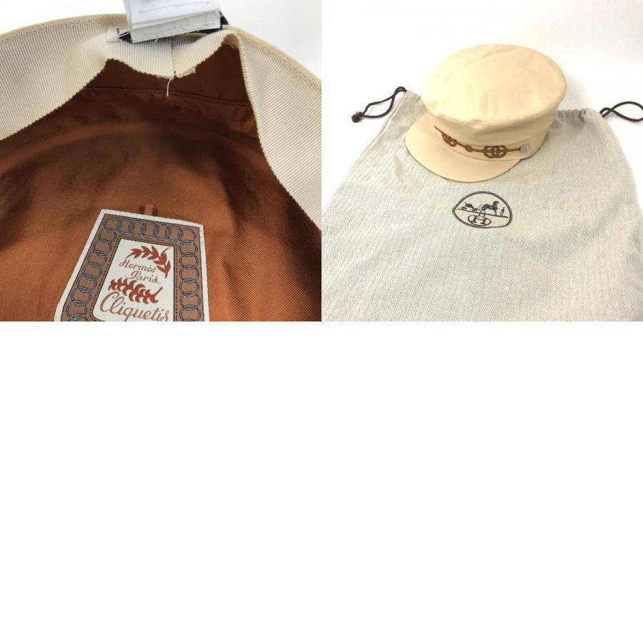 美品 HERMES エルメス カブール クリケティス 帽子 マリン帽 キャップ セリエ キャスケット ベージュ系 ユニセックス【中古】 | HERMES | 09