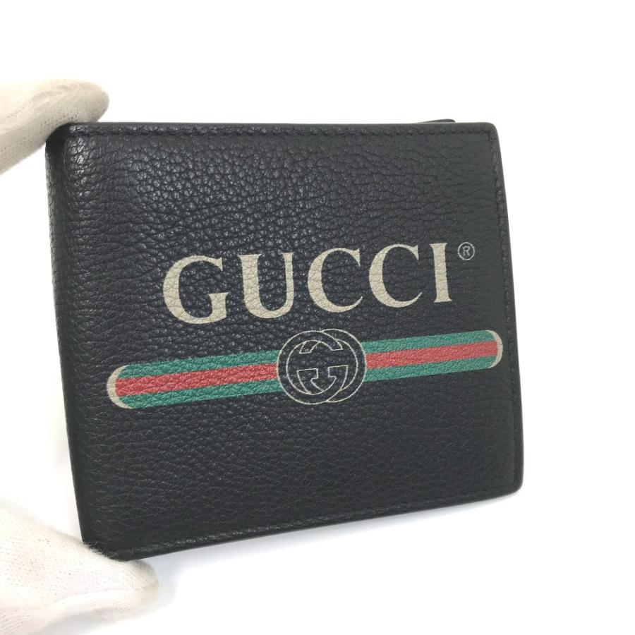 未使用 GUCCI グッチ 496316 ヴィンテージロゴ プリント コンパクトウォレット 2つ折り財布 ブラック メンズ【中古】 | GUCCI | 04