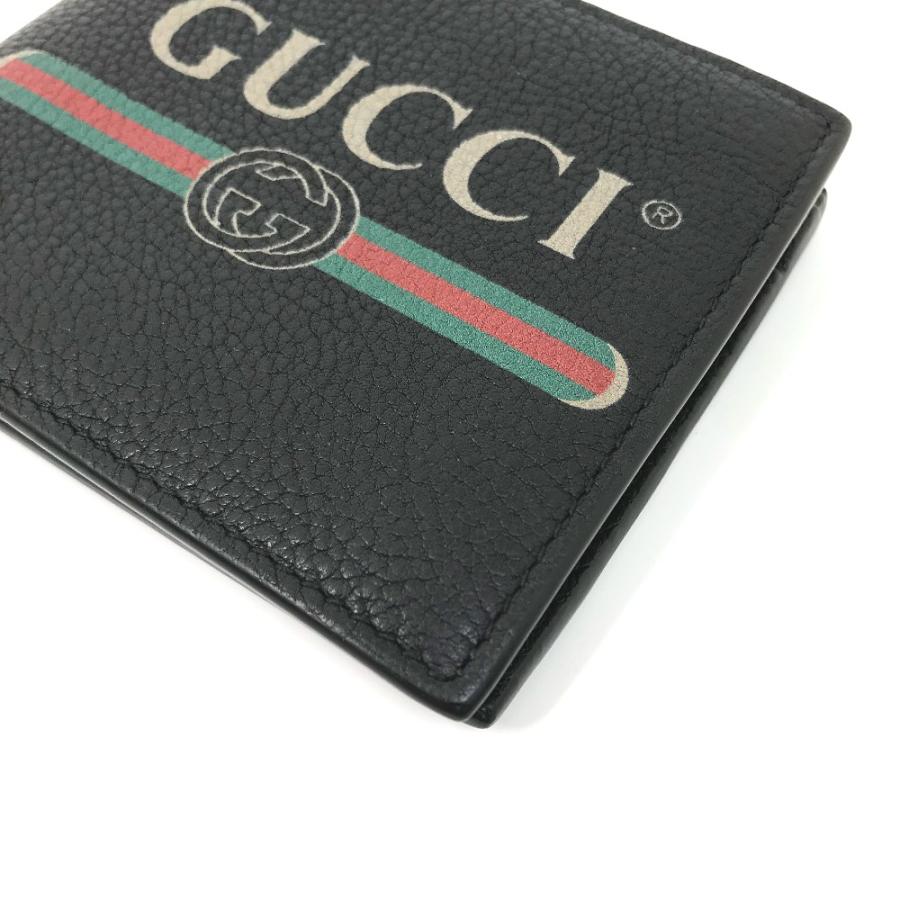 未使用 GUCCI グッチ 496316 ヴィンテージロゴ プリント コンパクトウォレット 2つ折り財布 ブラック メンズ【中古】 | GUCCI | 05