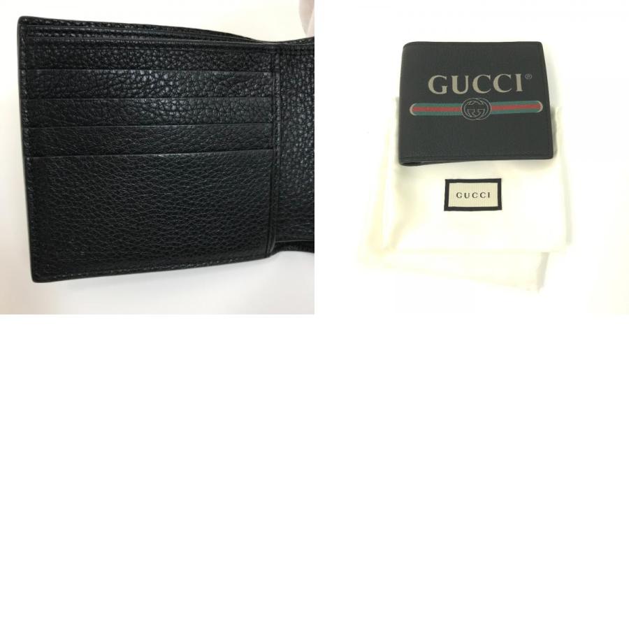 未使用 GUCCI グッチ 496316 ヴィンテージロゴ プリント コンパクトウォレット 2つ折り財布 ブラック メンズ【中古】 | GUCCI | 09